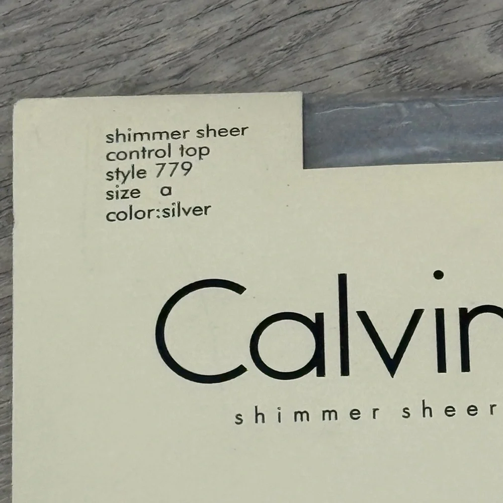 Calvin Klein Silver Shimmer Sheer Control Top Tights Size A